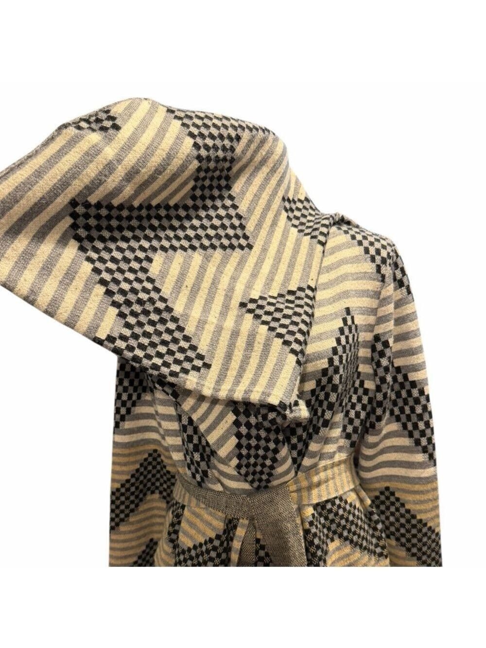 Anthropologie Field & Flower Long Hooded Sweater Coat Oversized Hood Belt Sz S - Picture 5 of 9